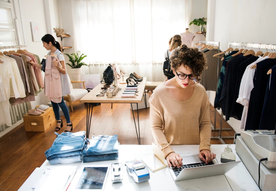 Photo of a business owner in a shopping retail store.