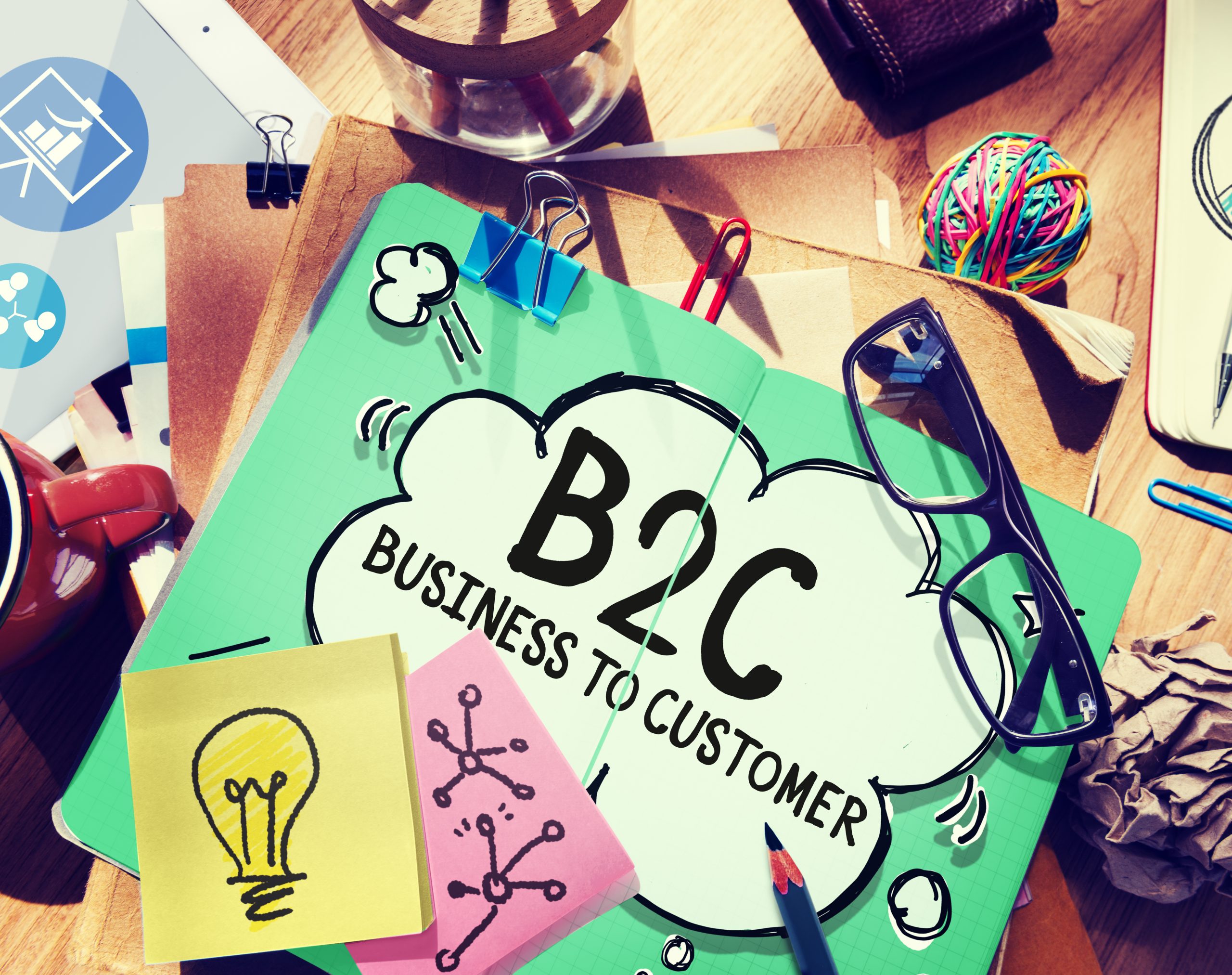 A B2C (business-to-consumer) drawing concept.