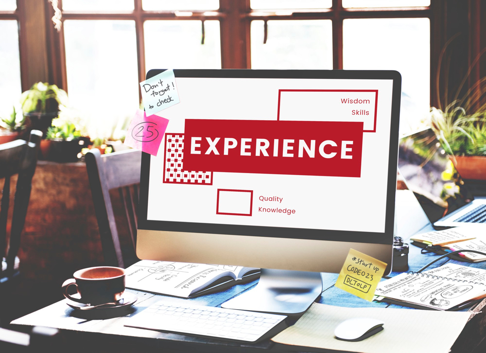 A user experience concept displayed on a laptop screen.