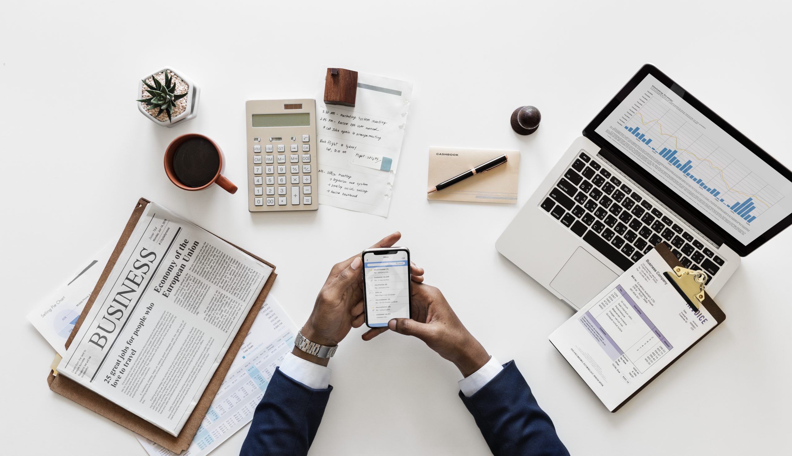 A flay lay business concept probably for accounting.