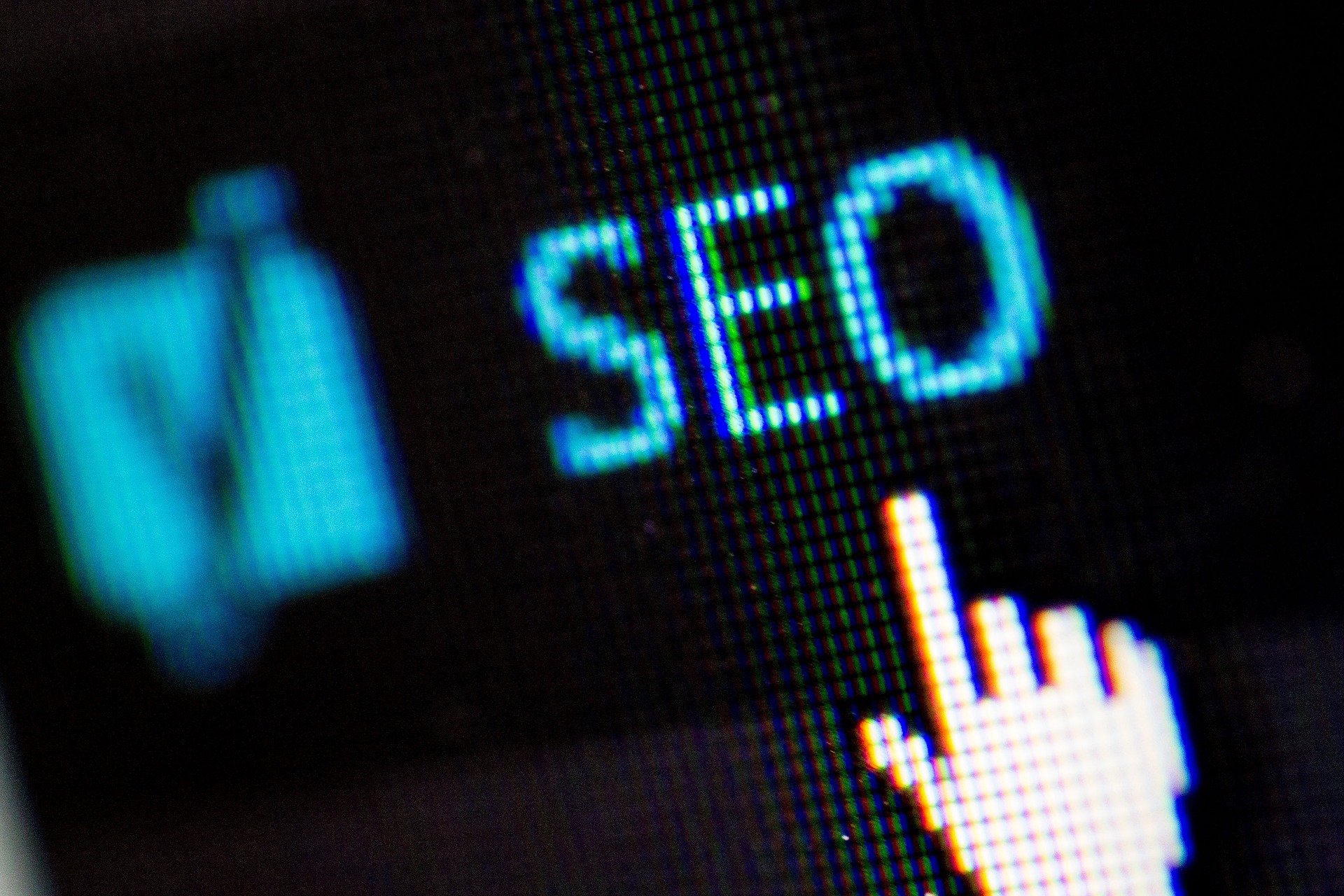An SEO graphic concept with a computer cursor.